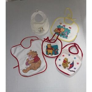 Vintage Winnie the Pooh Piglet Bib Butterfly Unisex USA Made Lot Of 5